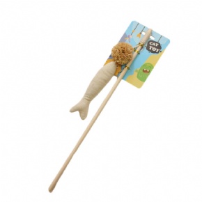 Cat Teaser Wand Toy With Canvas Fish