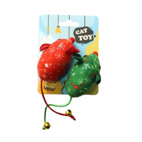 2 PK Christmas Plush Mice Cat Toy