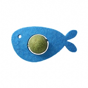 Felt Whale with Compressed Catnip Ball