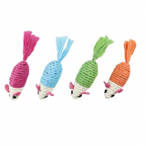 Colorful paper rope mouse cat toy