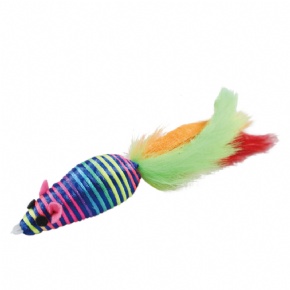 Rope mmouse toy with long furry tail