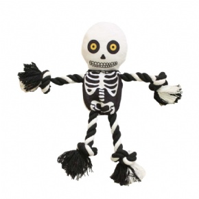 Halloween Skeleton Plush with Rope Squeaky Dog Toy